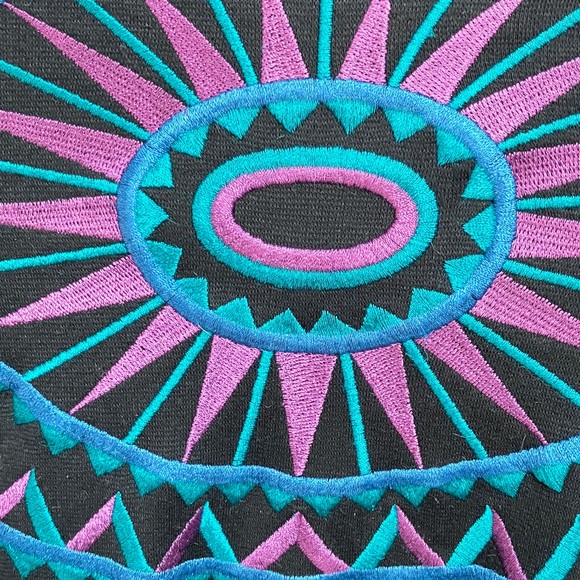 Bob Mackie 3X Black Jacket with Blue and Pink Embroidered Details Front Zip - Picture 3 of 11